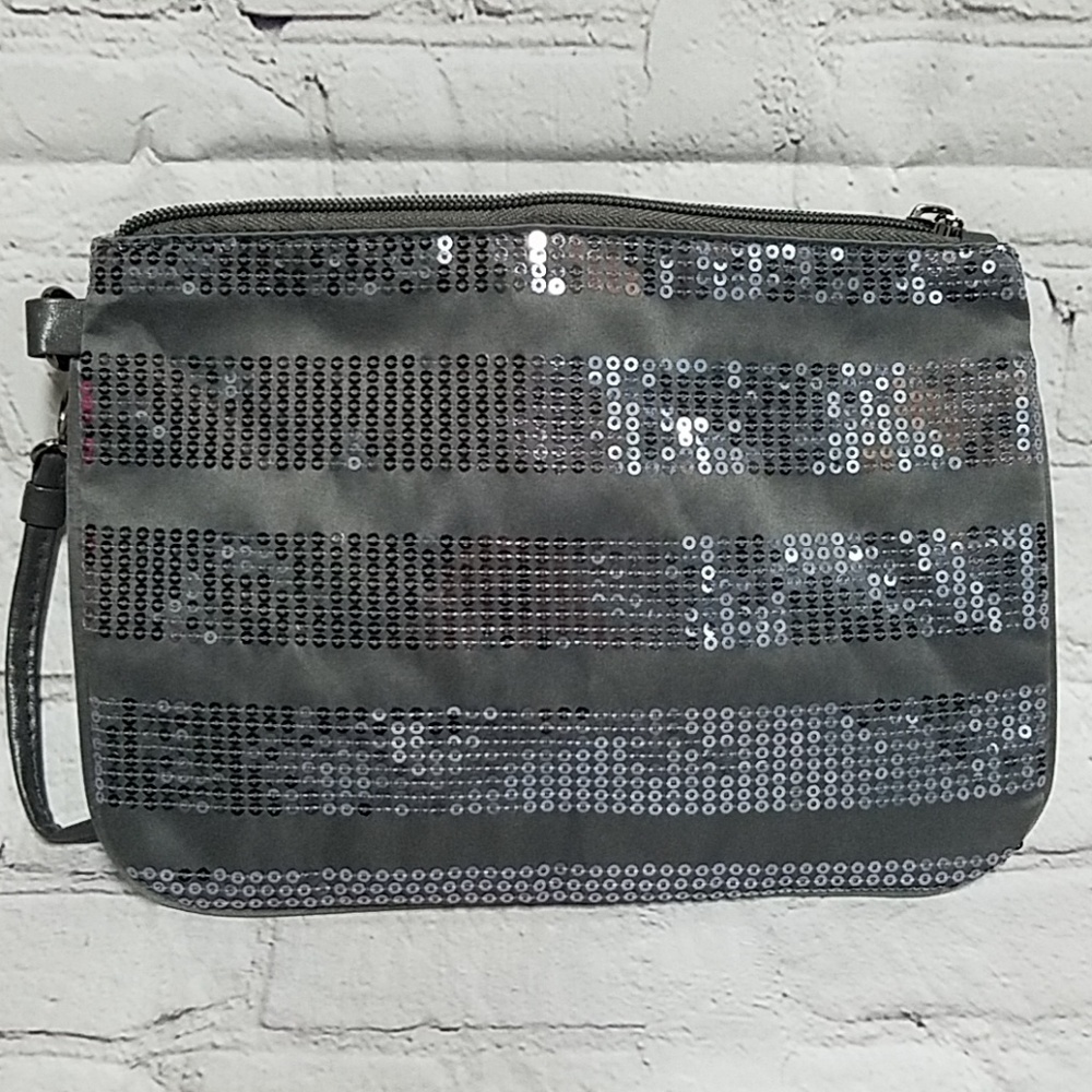 Gray sequins wristlet